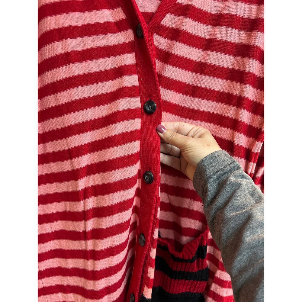 Cabi Cranberry Picnic Cardigan Summer Stripe Cotton Sweater Small - Picture 7 of 9